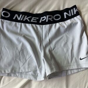 Nike Women’s White Athletic Shorts with Black Branded Waistband